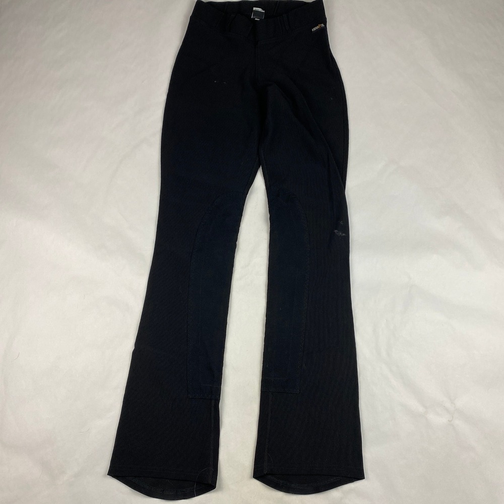 Kerrits Riding Pants Women's Size M Ribbed Suede Patch Bootcut Black Equestrian